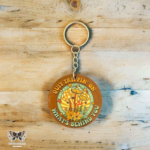 Handmade Mushroom Wooden Keychain - Picture 1 of 3